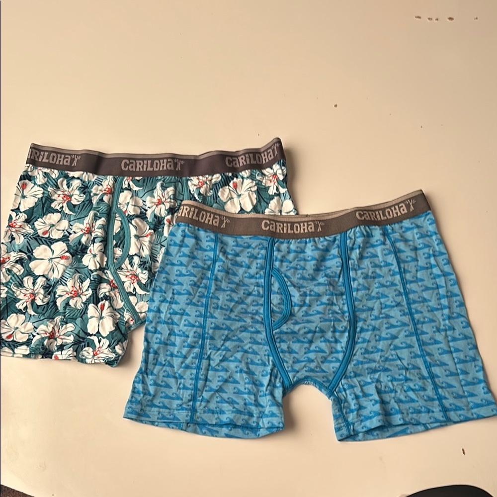 Cariloha Men's Boxer Briefs - Floral and Blue Pattern